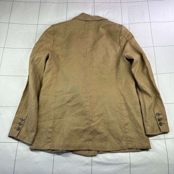 Banana Republic Blazer Tan Iced Latte Linen Double Breasted Academia Classic - Picture 4 of 10